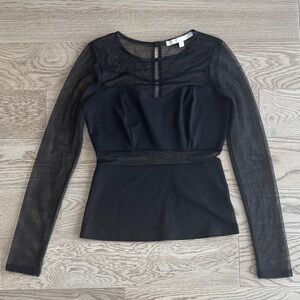 Guess Black Sheer Long Sleeve Top